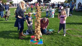 A very competitive game of jenga